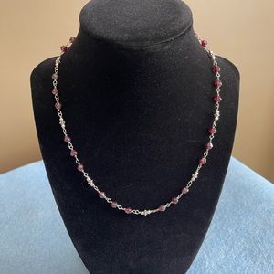 Silpada Sterling Silver Faceted Garnet Bead Necklace